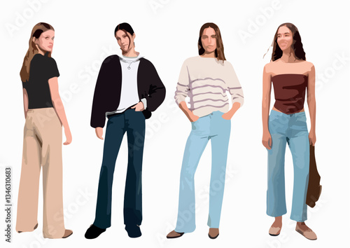 Colorful Women Silhouettes – Modern Vector Illustration