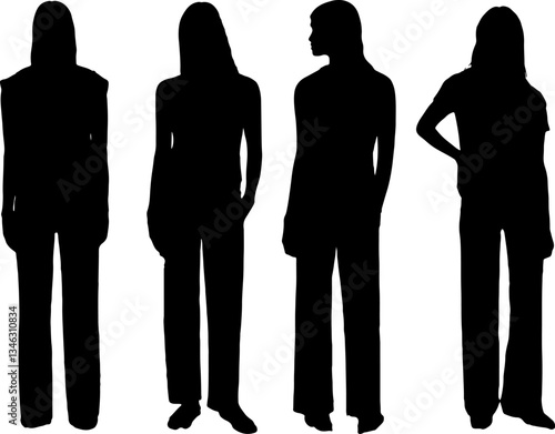 Black and White Female Silhouettes – Minimalist Art