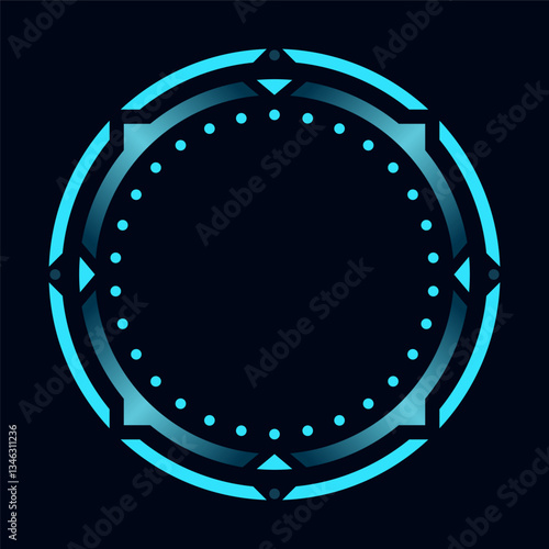 Obraz na płótnie Hud round frame or border, sci fi circular neon element for digital ui game interface. Futuristic data UI display button. Vector radar for aim control target and navigation w salonie