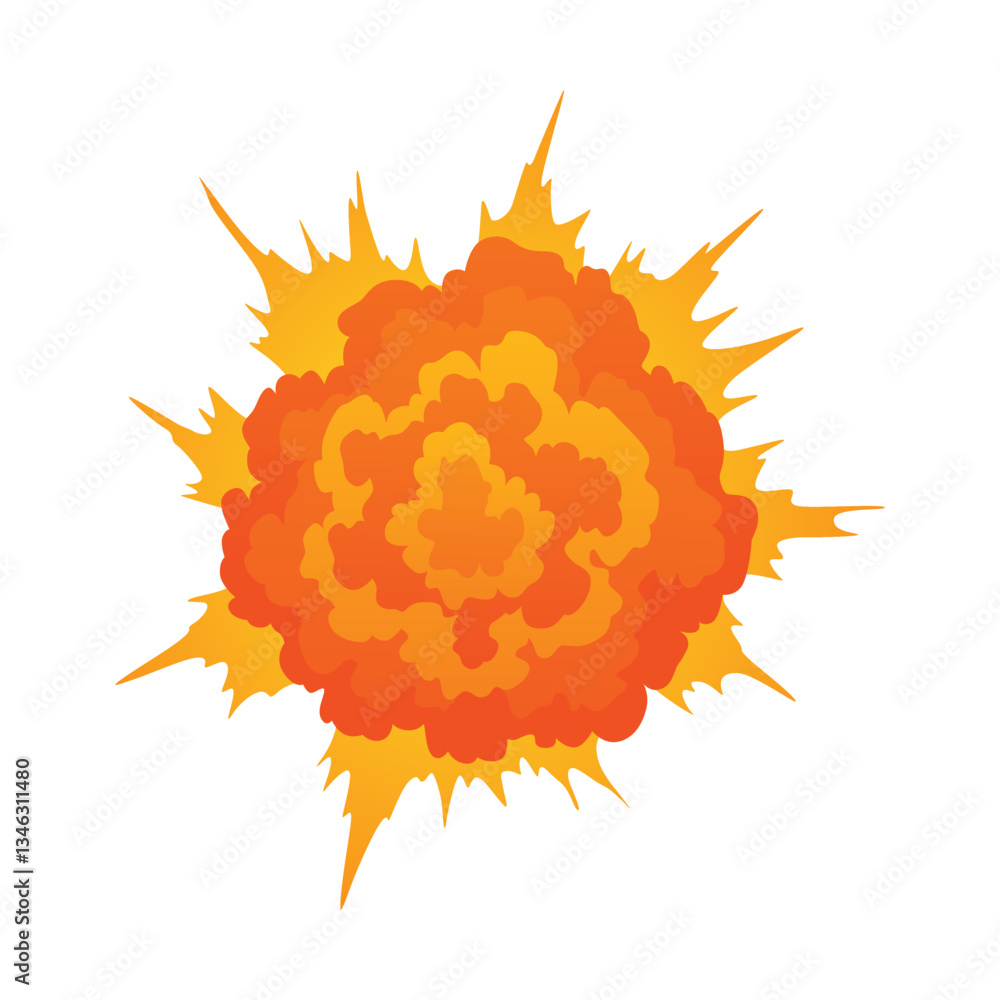Explosion animation. Animation for game of the explosion effect. Cartoon animation for game. Exploding effect. Hand drawn vector illustration