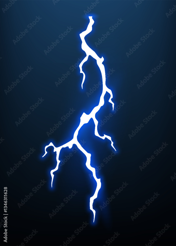 Lightning animation with sparks. Electricity thunderbolt danger, light electric powerful thunder. Bright energy effect, vector illustration