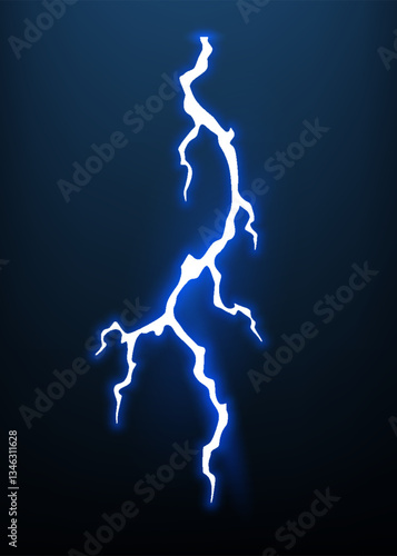 Obraz na płótnie Lightning animation with sparks. Electricity thunderbolt danger, light electric powerful thunder. Bright energy effect, vector illustration w salonie