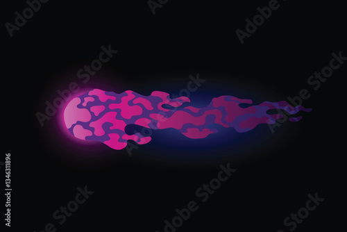 Obraz na płótnie Speed effect cartoon vfx. Comic line blaster shot. Energy fire flame light. Neon color, asteroid flying rock. Flash lightning motion. Fantasy vector element w salonie