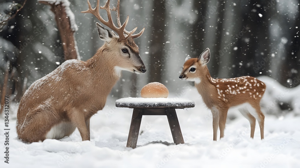 Fototapeta premium Deer standing gracefully amidst a lush green landscape with a sense of peace and harmony in nature's embrace