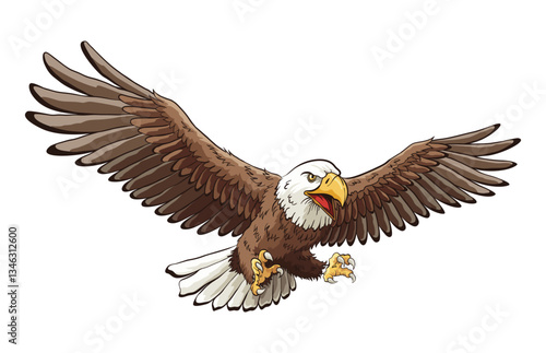 Obraz na płótnie American eagle, national symbol. American colorful proud eagle on white background. Vector design illustration w salonie