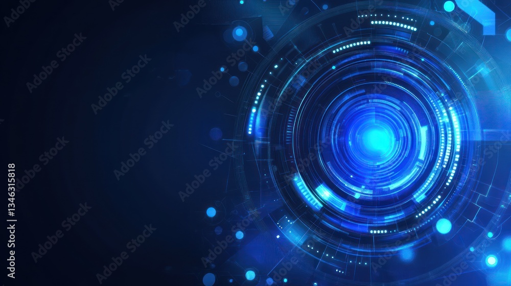 A futuristic blue digital circular design on dark background A futuristic blue digital circular design on dark background
