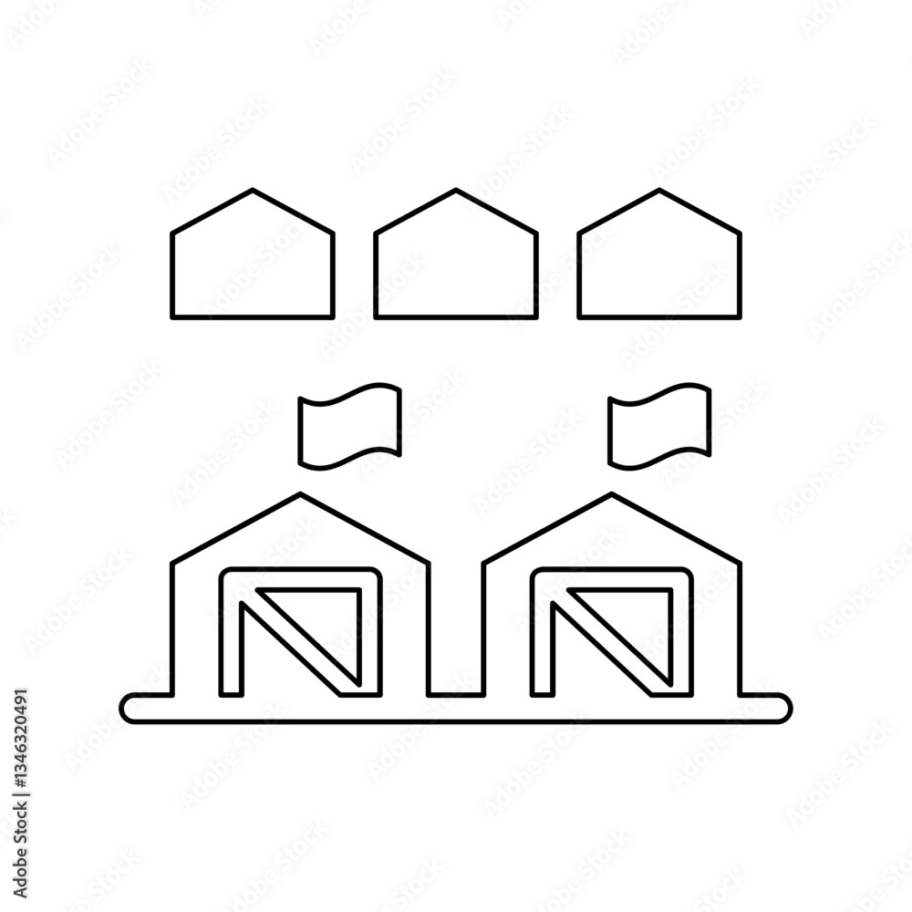 Barrack icon in line style Barrack icon in line style