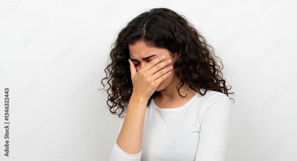 Upset Woman Covering Face with Hand Feeling Sad and Emotional Upset Woman Covering Face with Hand Feeling Sad and Emotional