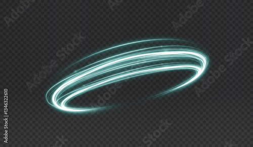 Light green Twirl. Curve light effect of green line. Luminous green circle. Light green pedistal, podium, platform, table. Vector 