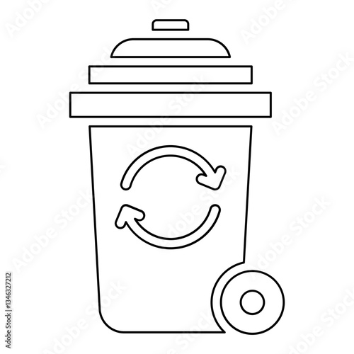 Recycle garbage bin icon in line style