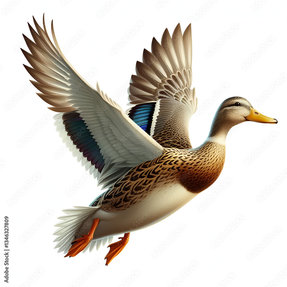 Obraz premium flying duck isolated on white background.