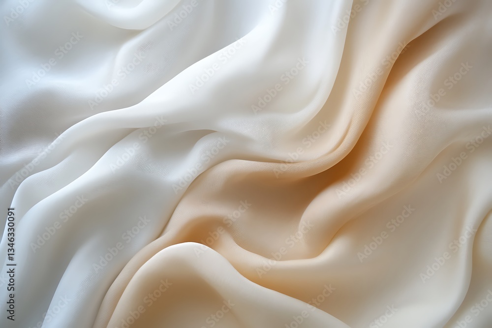 Obraz premium Soft, flowing fabric in a gentle ombre of cream and beige, a whisper of elegance and serenity, showcasing a delicate texture and subtle color transition.