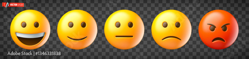 Vector realistic illustration of 3d emojis a transparent background.