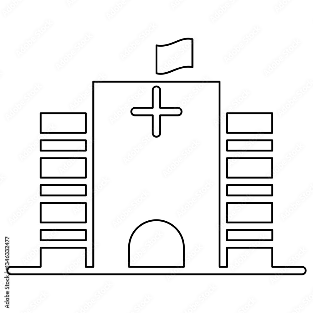 Hospital icon in line style Hospital icon in line style