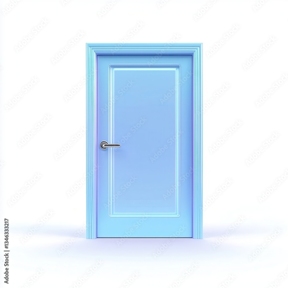 Light Blue Door with Modern Design and Simple Handle on a White Background for Architectural Themes Light Blue Door with Modern Design and Simple Handle on a White Background for Architectural Themes