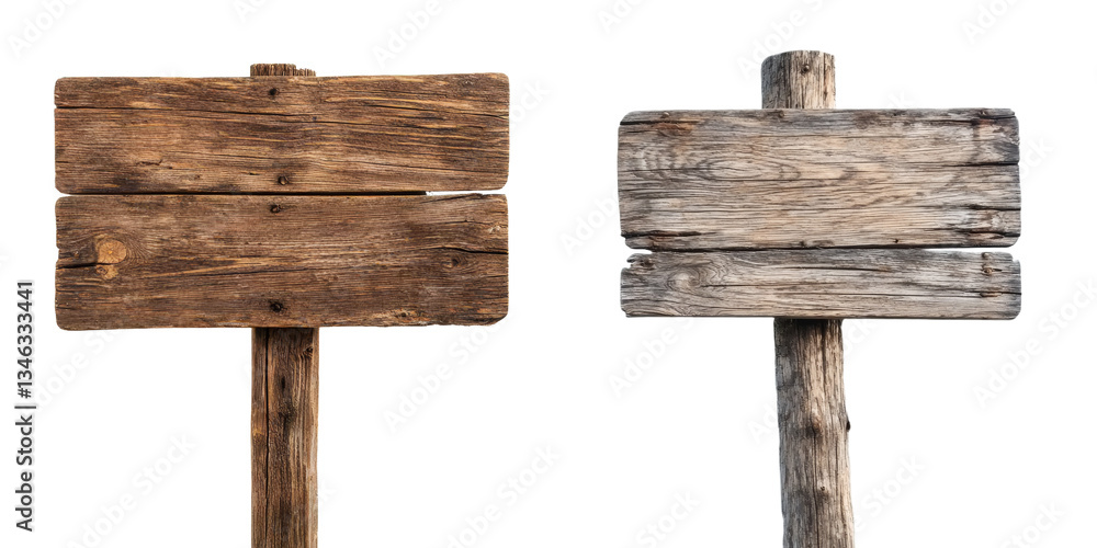 On a transparent background, a wooden sign is depicted in isolation, a product On a transparent background, a wooden sign is depicted in isolation, a product