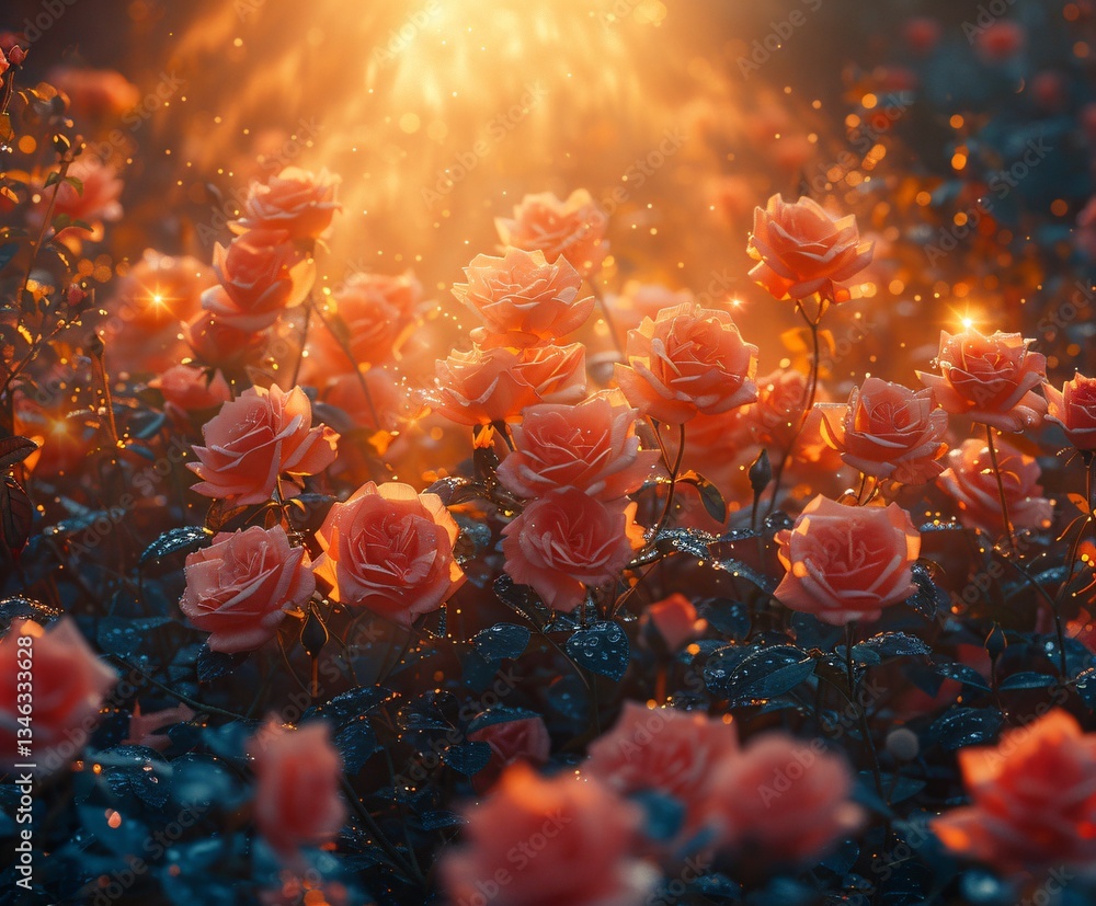 Rose at Dawn: Beauty in Dew Drops Rose at Dawn: Beauty in Dew Drops