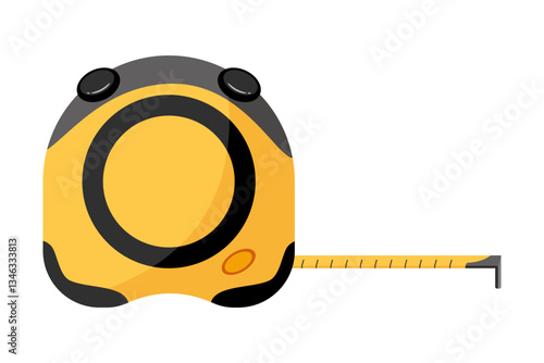 A vector illustration of a yellow and black tape measure, ideal for DIY, construction, or measurement themes.