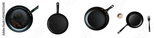 On a transparent background, an isolated top view of a pan has been generated using Ai