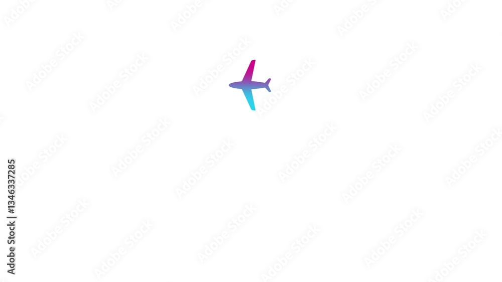 Animated pink blue the plane flies along trajectory. Flat symbol. Concept of airplane travel. Airplane flies from one place to another. Looped video. Vector illustration isolated on white background. Animated pink blue the plane flies along trajectory. Flat symbol. Concept of airplane travel. Airplane flies from one place to another. Looped video. Vector illustration isolated on white background.