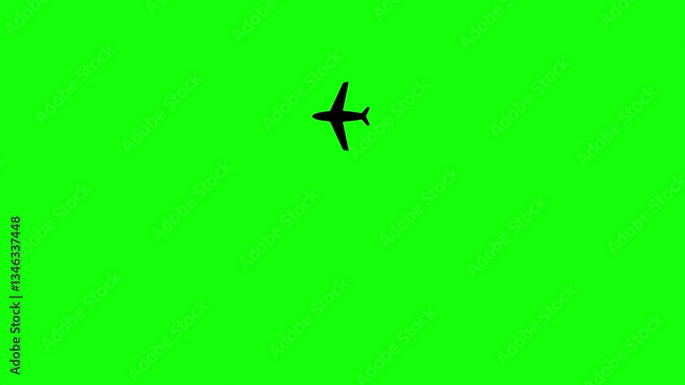 Animated black the plane flies along trajectory. Flat symbol. Concept of airplane travel. Airplane flies from one place to another. Looped video. Vector illustration isolated on green background. Animated black the plane flies along trajectory. Flat symbol. Concept of airplane travel. Airplane flies from one place to another. Looped video. Vector illustration isolated on green background.