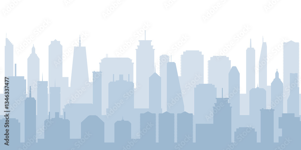 Fototapeta premium Urban layers overlay PNG. Modern big city illustration - skyscraper skyline. Transparent PNG object graphic.