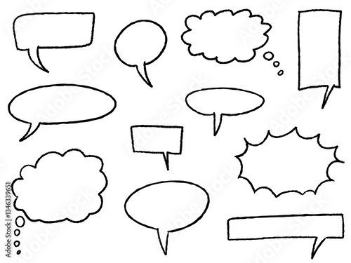 Cartoon bubbles - speech and thought bubble set. Transparent PNG object graphic.