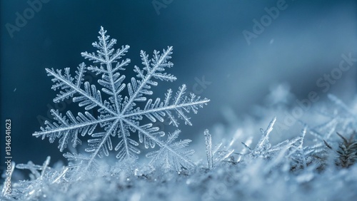 Wallpaper Mural Two snowflakes on a frosty surface, winter detail.

 Torontodigital.ca