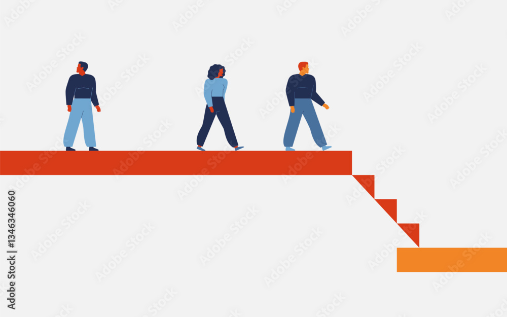 mass Layoffs of employees. People loss their job. Staff reduction concept. Bankruptcy entrepreneur or Dismissed team. Vector illustration mass Layoffs of employees. People loss their job. Staff reduction concept. Bankruptcy entrepreneur or Dismissed team. Vector illustration