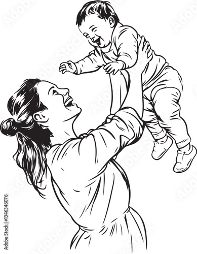 Mom and Child Coloring Pages