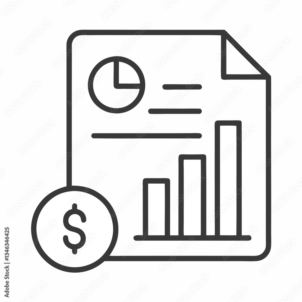 Earnings Per Share Icon - Line Art on White Background Earnings Per Share Icon - Line Art on White Background