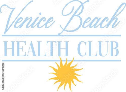 Wallpaper Mural Venice beach Health Club Wellness Club Varsity College The Hamptons Malibu California USA Trending Script Slogan Whreaf Graphic Tee t-shirt logo artwork typography tote badge emblem crest sun Torontodigital.ca