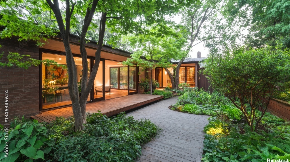 Beautiful home showcases lush food garden and eco-friendly design in a serene outdoor setting Beautiful home showcases lush food garden and eco-friendly design in a serene outdoor setting
