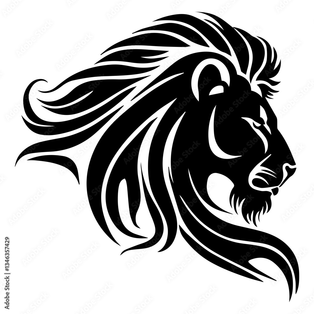 Fototapeta premium Lion head silhouette vector art Illustration