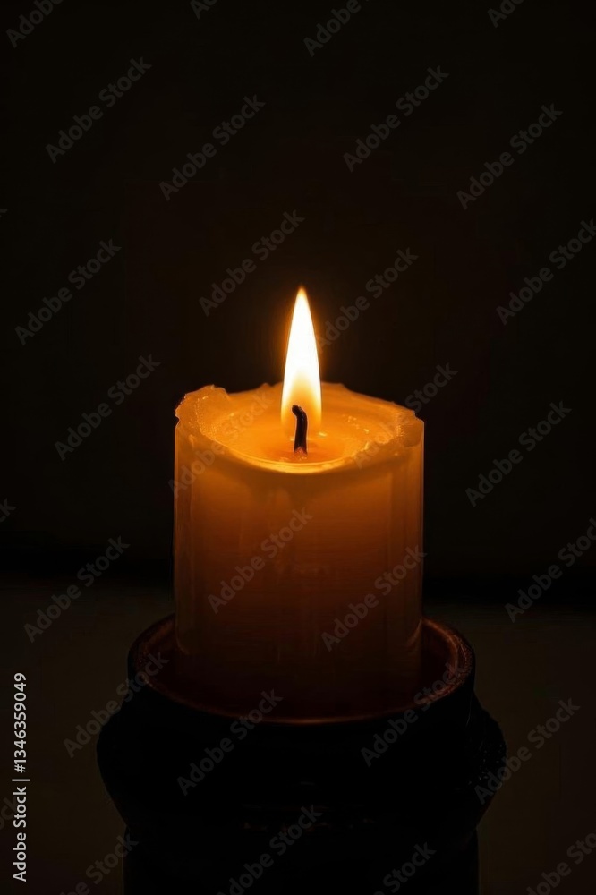 there is a lit candle sitting on a plate in the dark there is a lit candle sitting on a plate in the dark