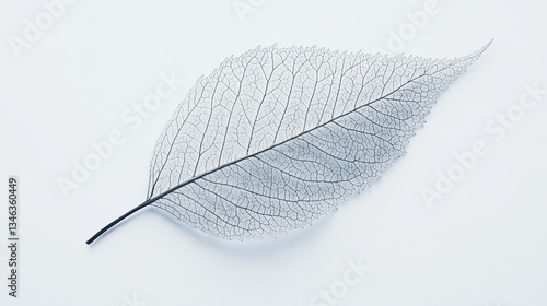 Delicate Skeleton Leaf on White Background.