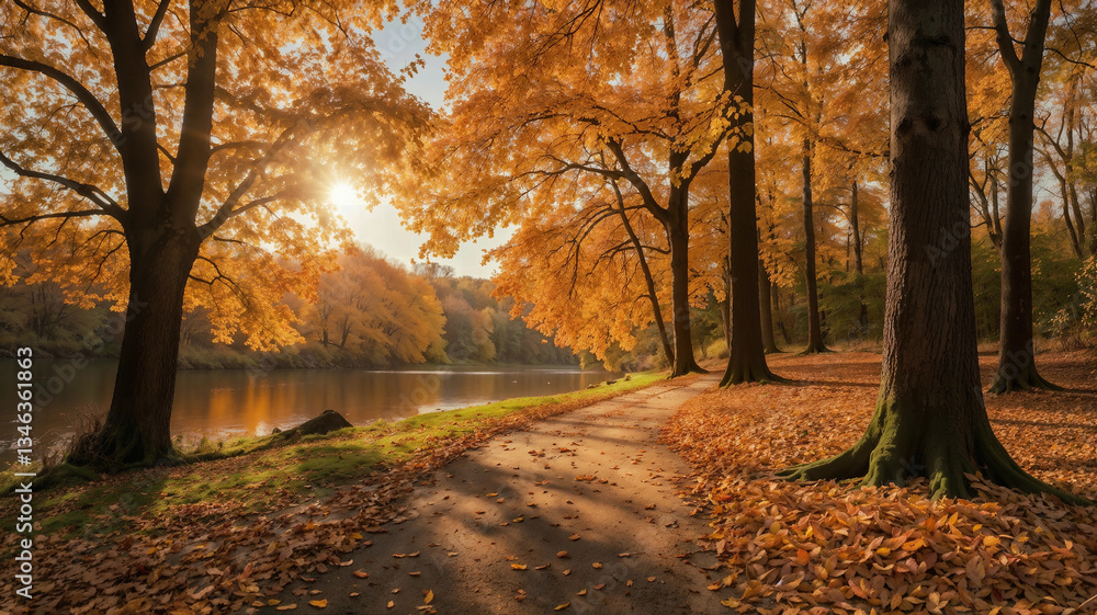Fototapeta premium Autumn day in the forest.