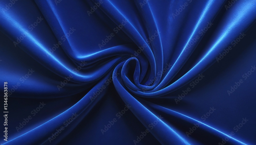 Fototapeta premium A flowing blue silk texture with soft, shiny waves