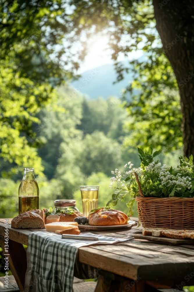 Fototapeta premium Picnic table banner
