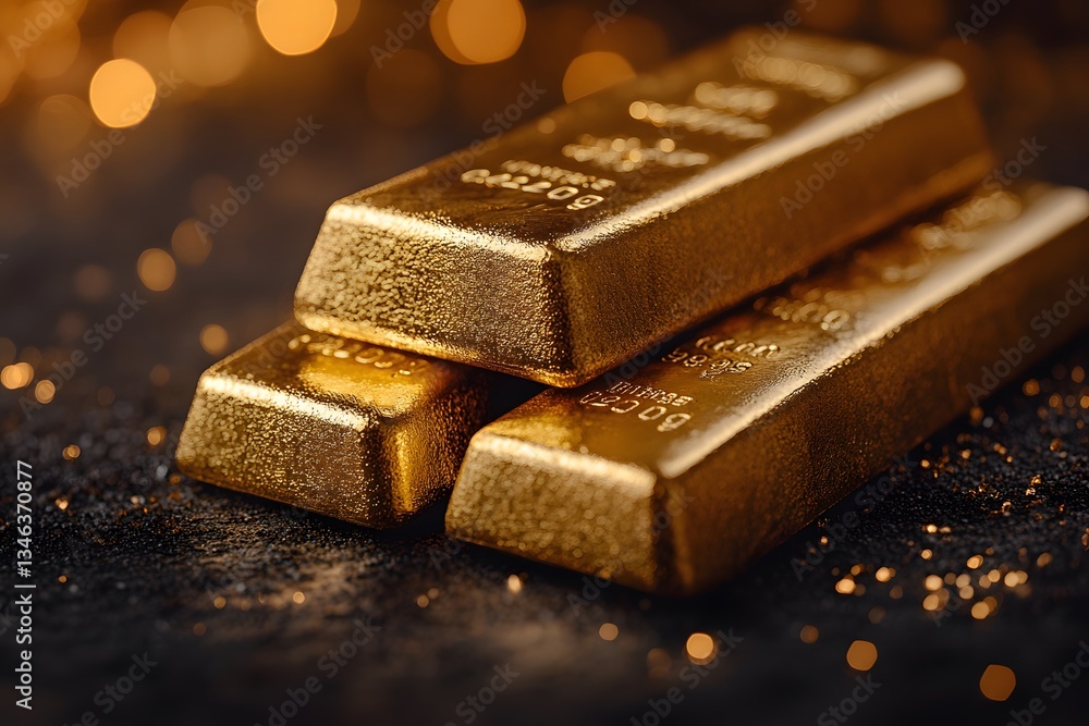 Luxurious Gold Bars on Glittering Background - Wealth and Investment Concept Luxurious Gold Bars on Glittering Background - Wealth and Investment Concept