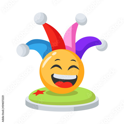 Get your hands on this amazing 3d style icon of jester emoji with hat