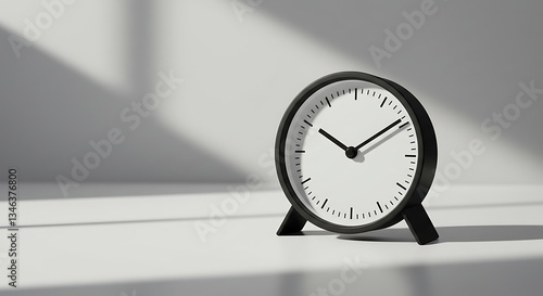 Wallpaper Mural Minimalist black-framed clock in soft sunlight isolated on a neutral background with more ample space. Torontodigital.ca