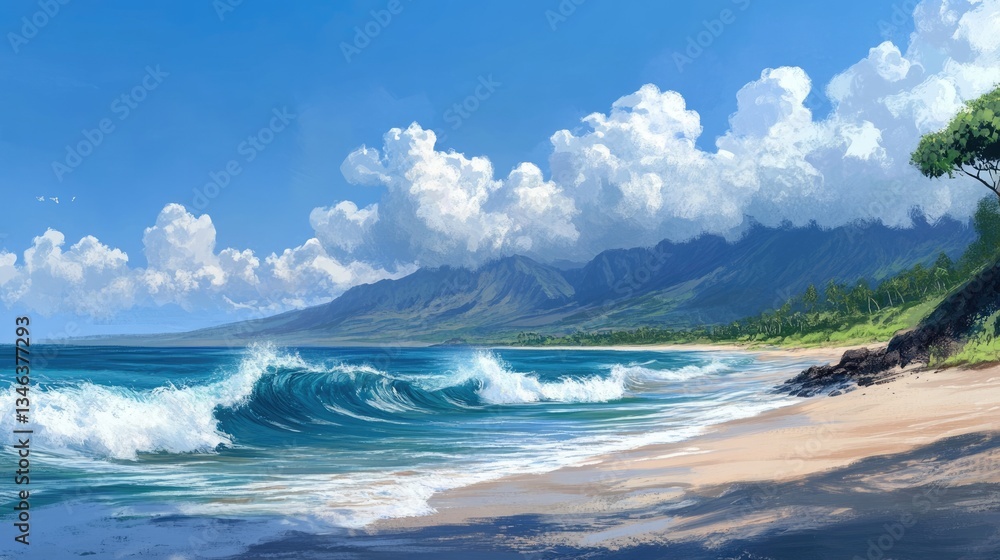 Fototapeta premium Banzai Pipeline Hawaii. Beautiful Blue Wave Breaking on the Ocean