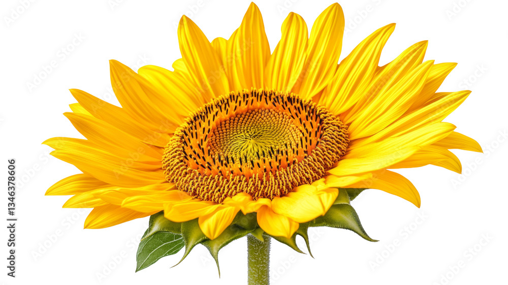Naklejka premium Sunflower blooming with transparent background showing its beauty