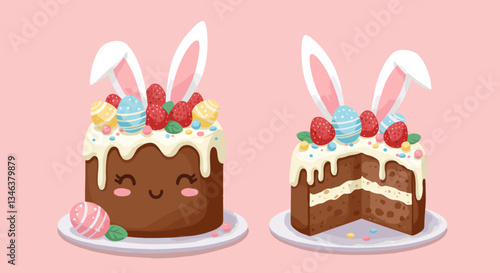 Two Easter Cakes with Bunnies