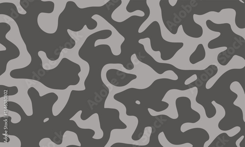 Vector illustration of abstract camouflage fabric design with a mix of gray and khaki green color. Camouflage texture natural soft colors background, wallpaper. For hunting and military purposes.