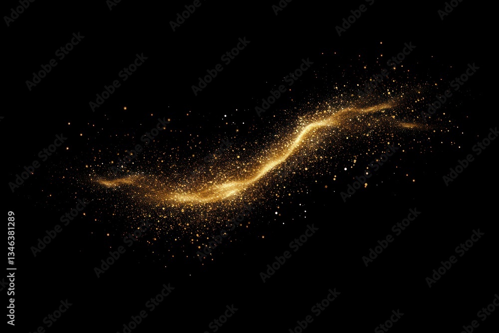 Fototapeta premium Golden sparkles on black background