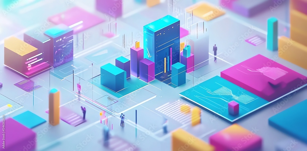 Abstract Data Visualization: Geometric Forms and Vibrant Hues Abstract Data Visualization: Geometric Forms and Vibrant Hues
