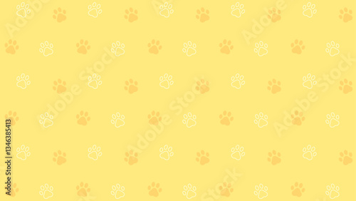 かわいい肉球の背景イラスト　イエロー