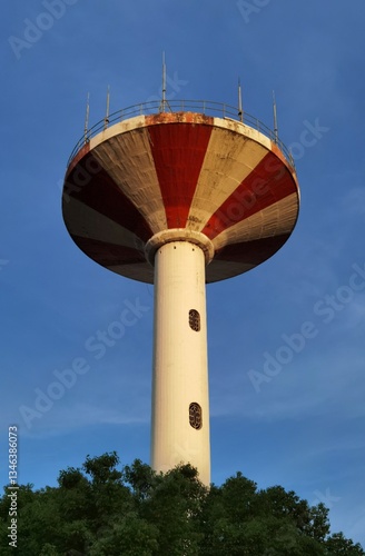 water tower on a blue sky